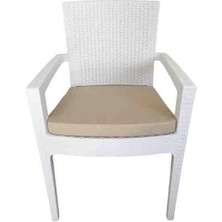 Ayzen Home 6 Adet Krem Renkli Rattan Sandalye Minderi Bağcıklı Su Itme  ve Leke Tutmaz Özelliğine Sahip Kumas ve 5cm Sunger Den Yapılmıştır