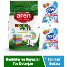Aren Platinum Toz Çamaşır Deterjanı Renkliler ve Beyazlar Için 3 kg + Çamaşır Sodası 700 G X2