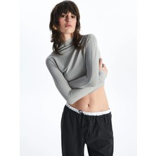 Lc Waikiki Yeni Sezon Dik Yaka Düz Uzun Kollu Kadın Crop