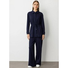 Mizalle Gömlek Yaka Indigo Melanj Kadın Tunik M1MZ1030210173