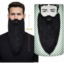 ForWhat Büro Ev Ofis Etkinlik Gösteri Kostümü Için 40CM Lastikli Uzun Takma Siyah Sakal