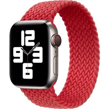 Quse Solo Loop Örgü Kordon, Apple Watch Series Se/11/10/9/8/7/6/5/3 Uyumlu 42MM-41MM-40MM-38MM, Small, Kırmızı