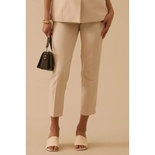 Seçil Kadın Yüksek Bel Bilek Boy Pantolon - Bej