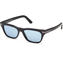 Tom Ford 1362 01V Unisex Güneş Gözlüğü Retro Stil Siyah Çerçeve Mavi Cam UV400 Koruma