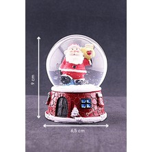 Hediye Filesi Yılbaşı Temalı Orta Boy Işıklı Kar Küresi 9 cm Kırmızı Renkli Kaliteli Cam