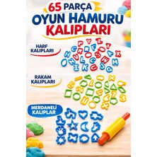Heroes Dough 65 Parça Eğitici Oyun Hamuru Kalıp Seti - Harf, Rakam ve Merdaneli Şekillendirme Seti