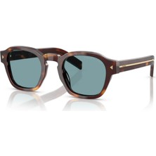Prada PR A16S 15W04D 49 Unisex Polarize Geometrik Kırçıllı Kahverengi Kemik Güneş Gözlüğü