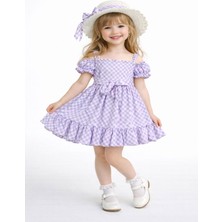 Carmina Kids Şapkalı Ekose Viskon Elbise