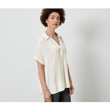 Tchibo Kadın Bluz, Kısa Kollu, Krem-Beyaz