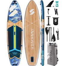 SavaBoards Coral King 351X89X15 cm Şişme Paddle Board Sup – 225 kg Taşıma Kapasiteli, Ekstra Geniş ve Maksimum Dengeli Aile Touring Set