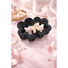 Nati Co Mat Siyah Mandal Toka | Taşlı Fiyonk Aksesuarlı (8 Cm)