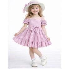 Carmina Kids Şapkalı Ekose Viskon Elbise