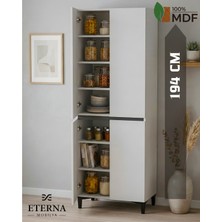 Eterna Mobilya 4 Kapaklı Ayaklı Çok Amaçlı Dolap | Mutfak Dolabı | Kiler Dolabı | Erzak Dolabı