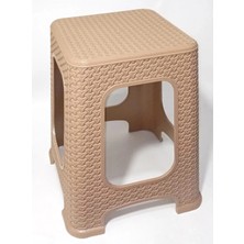 İsmiyle Al 4 Adet Büyük Kahve Tabure  Kir Tutmaz 45CM Hasır Örgü Yemek Masasına Uygun Alt Kuşaklı Sağl