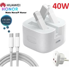 Huawei Honor Mate Nova/p Supercharge 40W + Type C 100 cm Kablo 6A Cep Telefonu ve Tablet Şarj Cihazı