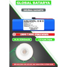 Global Batarya Lenovo T1 Uyumlu Akıllı Robot Süpürge Bataryası 14.4V 5200MAH Pil (Orijinal Kapasite)