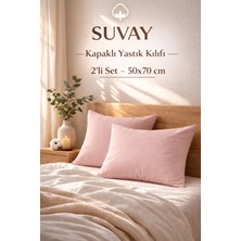 Suvay 2'li Yastık Kılıfı Pembe Pamuklu Kapaklı 50X70 cm