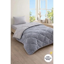 Formeya Tek Kişilik Lüx Gri Wellsoft Yorgan Çift Taraflı 155x215 cm (Yastık Kılıfı Hediyeli)