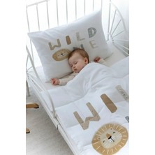 Tuğba Kuğu Montessori Nevresim Takımı Beyaz Ekru Pamuklu 100 x 200 cm Wild One Desenli