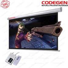 Codegen EX-20 200x200 cm Motorlu Elektrikli Uzaktan Kumandalı Projeksiyon Perdesi (Arkası Siyah Fonlu)