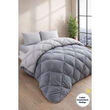 Formeya Çift Kişilik Lüx Gri Wellsoft Yorgan Çift Taraflı 195x215 cm (2 adet Yastık Kılıflı)