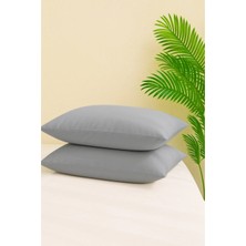 Formeya 2'li Boncuk Silikon Elyaf Dolgu Gri Renk Mikrofiber Yastık, 800 gram Standart Otel Yastığı 50x70 cm
