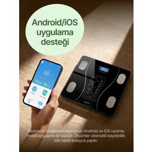 Asonic BS260 Siyah 2-Aaa Pil Dijital Bluetooth Baskül (Sensör-Temperli Cam-Otomatik Sıfırlama)