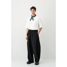 Vamos Barrel Fit Tailored Fit Kemerli Pantolon Siyah