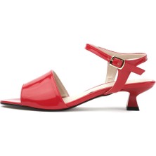Mio Gusto Pola Kırmızı Renk Kadın Kısa Topuklu Kadın Sandalet