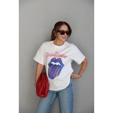 Purple By Banu Beyaz Baskılı Tshirt