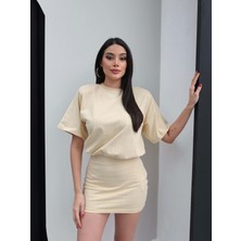 Esra Helvacı Bisiklet Yaka Bel Oturtmalı Mini Elbise