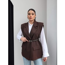 Esra Helvacı Vatka Detaylı Kemerli Yelek