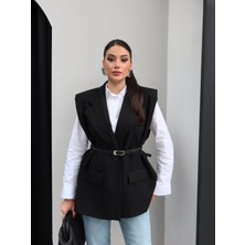 Esra Helvacı Vatka Detaylı Kemerli Yelek