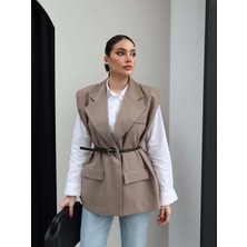 Esra Helvacı Vatka Detaylı Kemerli Yelek