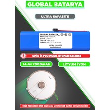 Global Batarya Omid I8 Pro Uyumlu Akıllı Robot Süpürge Bataryası 14.4v 7000mah Li-Ion Pil (Ultra Kapasite)