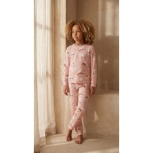 Kız Çocuk Unicorn Desenli Pijama Takımı Pembe