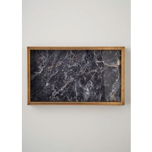 Bella Maison Marmo Dekoratif Cam Tepsi Siyah (22x37 cm)