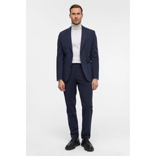 Süvari Lacivert Slim Sivri Yaka Torba Cep 6 Drop Takım Elbise