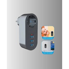 İsmiyle Al 2500W Güç Destekli Akım Korumalı Priz – 3 USB Çıkışlı