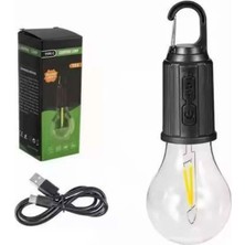 İsmiyle Al Askılı Kırılmaz LED Işık Kamp Bahçe Lambası Taşınabilir LED Ampul Şarjlı