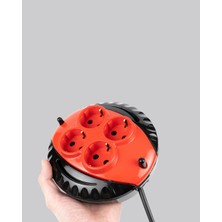 İsmiyle Al 5 Metre Kablolu 4’lü Kırmızı Priz Makara