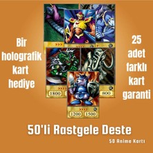 Yu-Gi-Oh! 50'li Rastgele Anime Kart Destesi - 25 Farklı Kart Garantili - 1 Hediye Holografik Kart