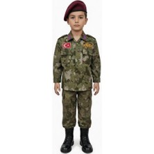 Işık Single Sword Unisex/Erkek/Kız Çocuk Polis-Asker Kıyafeti Elbisesi Üniforma Takımı Kostüm  (Bordo Bereli)