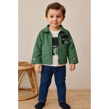 GMG Collection Baby Koyu Haki Yeşil Trençkot - 3lü Ceket Kot Pantolon Takım 2-3 Y 3-4y 4-5y 5-6yaş Erkek
