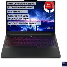 Lenovo Legion Pro 7 16IAX10H 83F5004RTR Ultra 9 275HX 32 GB 1 Tb SSD RTX5080 16" Wqxga Gaming Laptop - Outlet