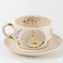 BSK Ceramics Handmade Harfli Bahardalı Çay Fincanı L Harfi