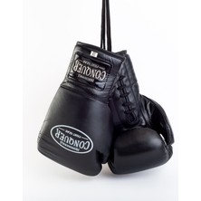 Conquer Premium Deri Boks Eldiveni 10 oz Siyah Renkli Bağcıklı Eğitim ve Müsabaka İçin İdeal