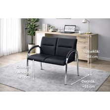 YRN Ofis Ofis ve Bekleme Alanları Için Premium Ikili Koltuk,misafir Koltuk– Modern Tasarım, Krom Ayak,