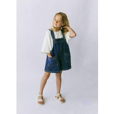 Magu Kız Çocuk Oversize Tişört ve Denim Salopet Şort Takım