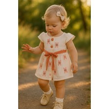 GMG Collection Baby Düğmeli ve Çift Yön Kemerli Müslin Kumaş, Elbise Cicili Bicili Beyaz
